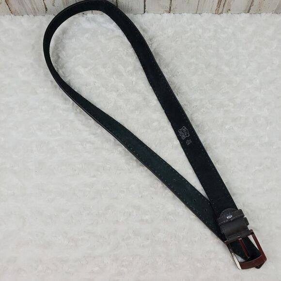Leather Dress Belt Gray Black Size 50 - Picture 9 of 9